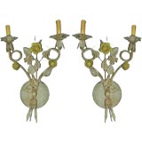 Pair of French  Painted Iron Sconces C. 1920