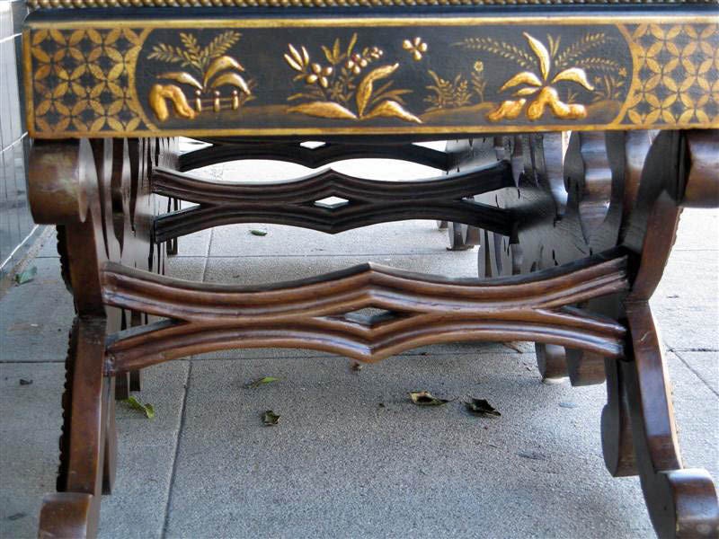Walnut Chinoserie Decorated Bench