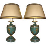 Pair of Painted Chinoiserie Lamps