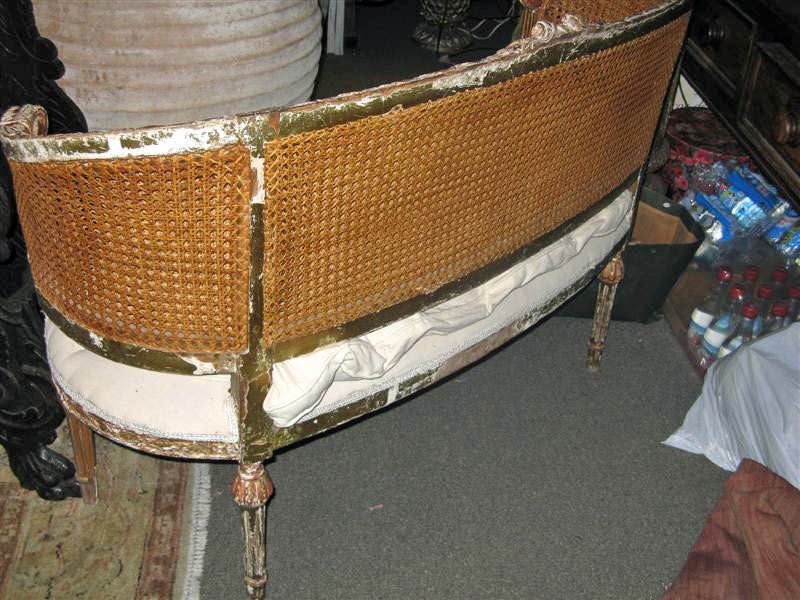 Wood 1920's French Cane Settee