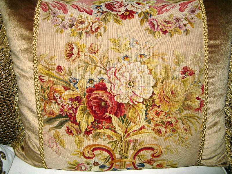 19th C. French Aubusson Textile Pillow