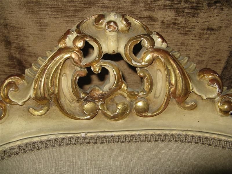Gilt Pair of French Rococo Carved Armchairs