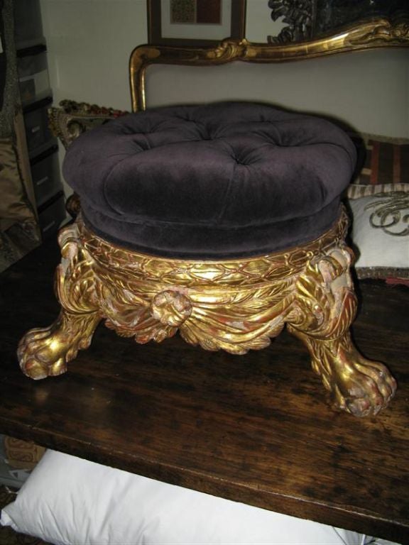 Italian Style Carved Giltwood Stool 2