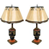 Pair of Painted Italian Style Urn Lamps