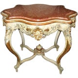 19th C. Italian Painted 
Parcel Gilt Table with Marble Top