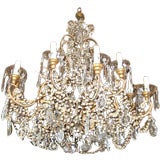 Vintage 12-Light Crystal Beaded Italian Chandelier C. 1930