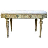 Oval French Upholstered Painted Bench C. 1930's