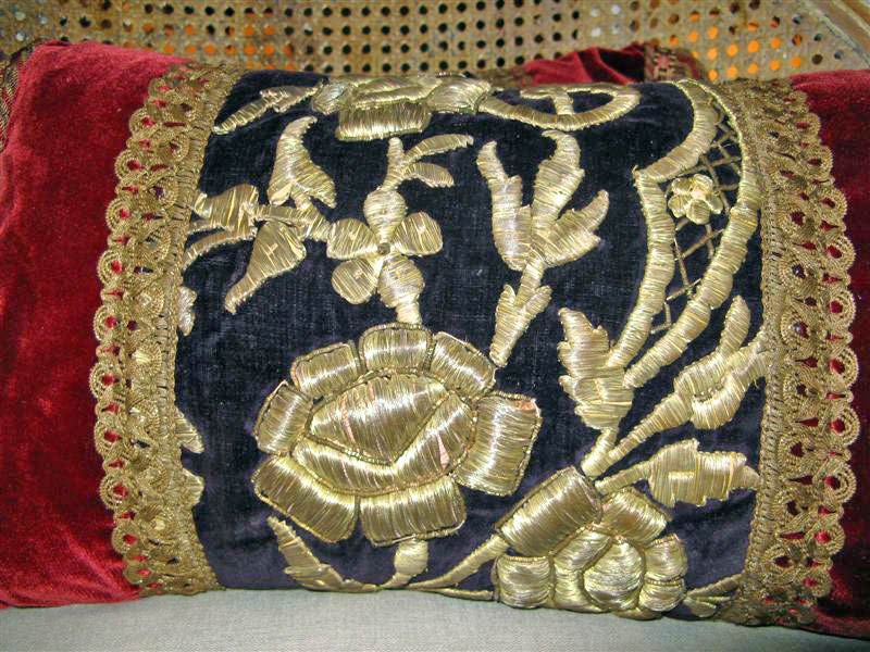 Pair of  Embroidered Metallic Pillows