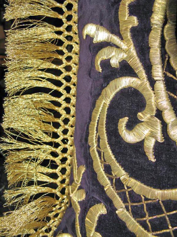 Antique Turkish Gold Embroidered Pillow 2