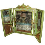 Vintage Trifold Chinoiserie Mirror