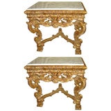 Pair of Carved Italian Giltwood Consoles C. 1900