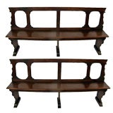 Antique Pair of 19th C. Primitive  Benches