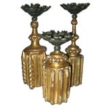 Set of Three Italian Giltwood Candlesticks