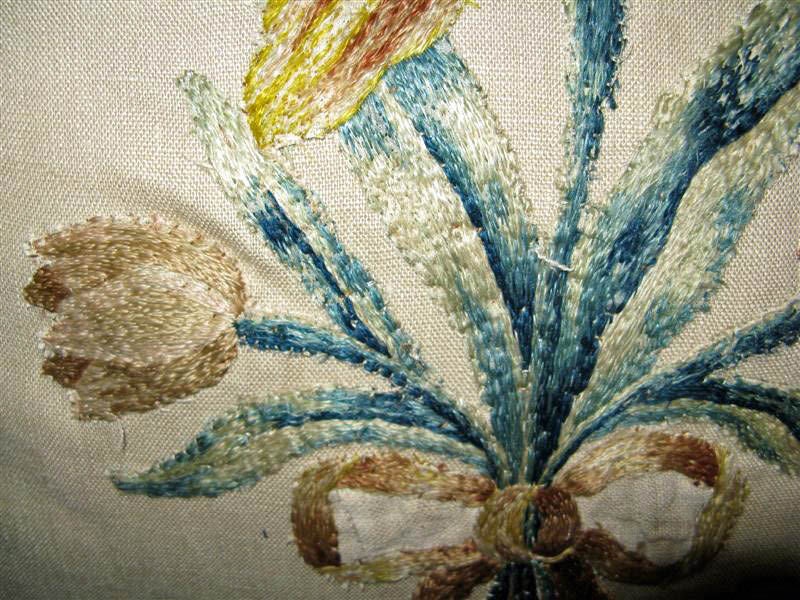 Pair of Silk Embroidered Linen Pillows 3