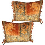 Paif of Vintage Mohair Lion & Shield Pillows C. 1940's
