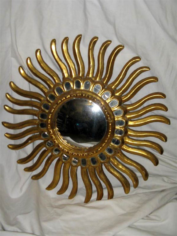 Spanish Giltwood Starburst Mirror C. 1940