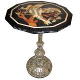 Italian Silverleaf Carved Table with Marble Top