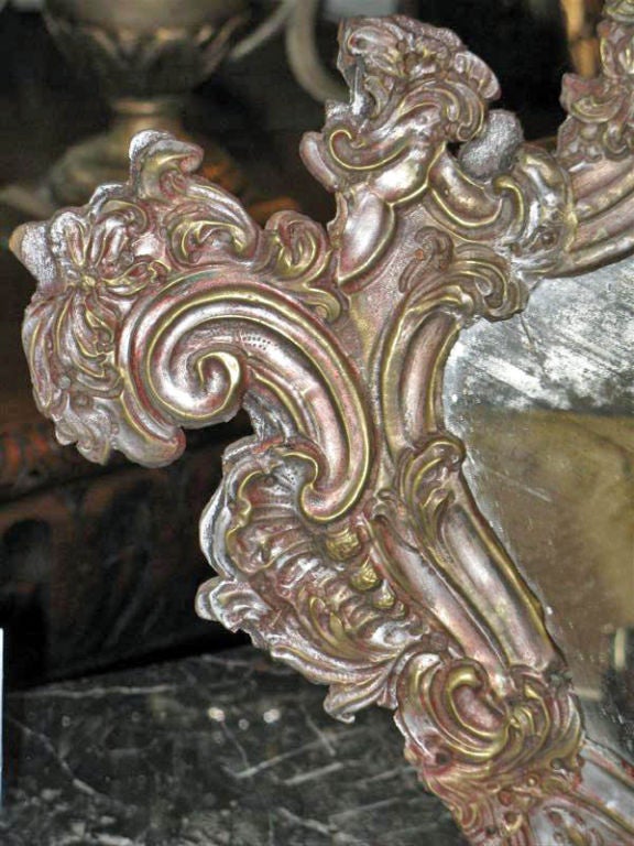 19th C. Italian Carved Metal Mirror