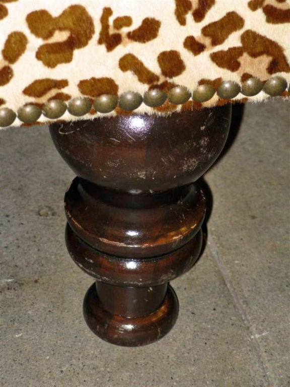 American Leopard Printed Upholstered Ottoman