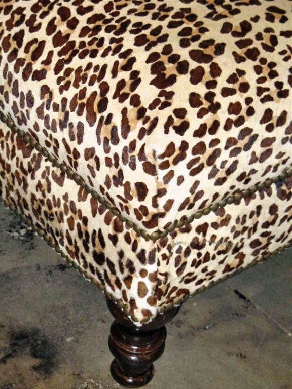 Leopard Printed Upholstered Ottoman 2
