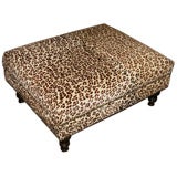 Leopard Printed Upholstered Ottoman