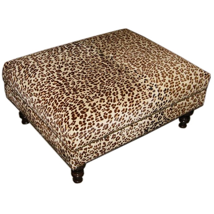 Leopard Printed Upholstered Ottoman