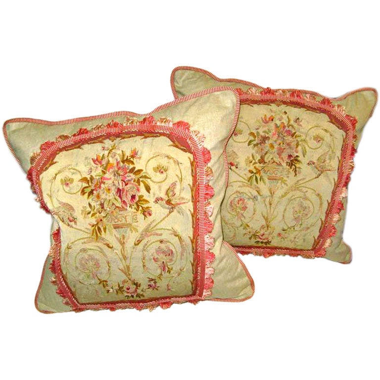 Pair of 19th Century Aubusson Pillows