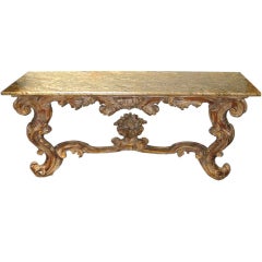 Italian Carved Console with Marble Top