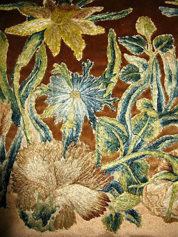 Pair of 18th C. Silk Embroidered Textile Pillows 1