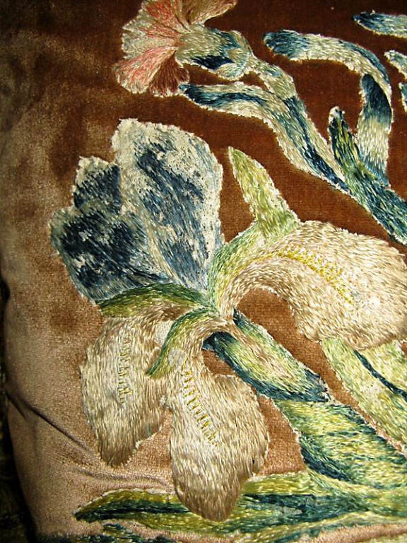 Pair of 18th C. Silk Embroidered Textile Pillows 3