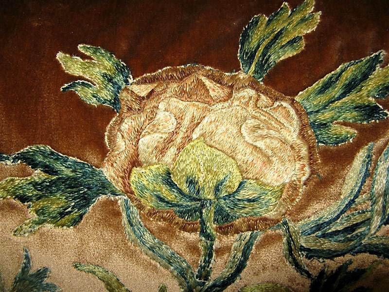 18th Century and Earlier Pair of 18th C. Silk Embroidered Textile Pillows