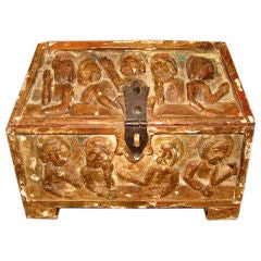 Carved Figural Painted Box