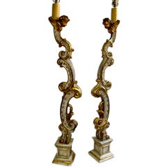 Antique Pair of 19th C. Italian Carved Floor Lamps