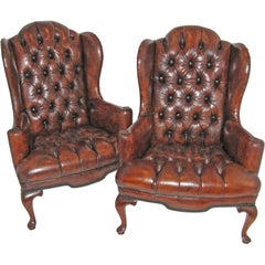 Grand Pair of Wingback  Armchairs