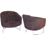 Pair of Milo Baughman suede club chairs