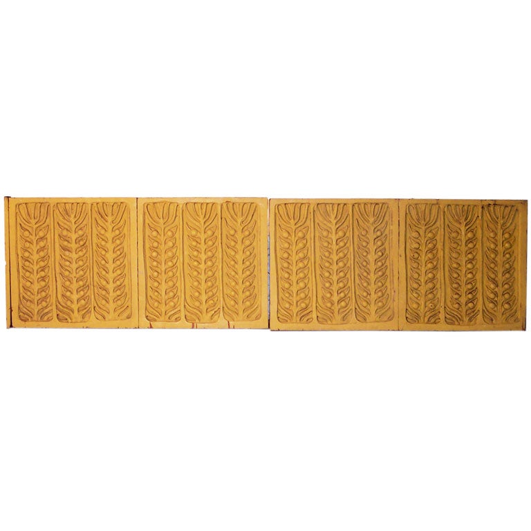 set of four redwood carved panels