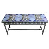 1920'S IRON TILE TOP BENCH