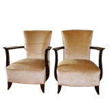 Vintage A Pair of French Upholstered Ar m Chairs