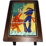 Antique Spanish Dancers California Tile Top Table