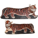 Polychrome Indian Tiger Carvings