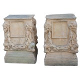 Pair Italian Figured Terra Cotta Pedestals