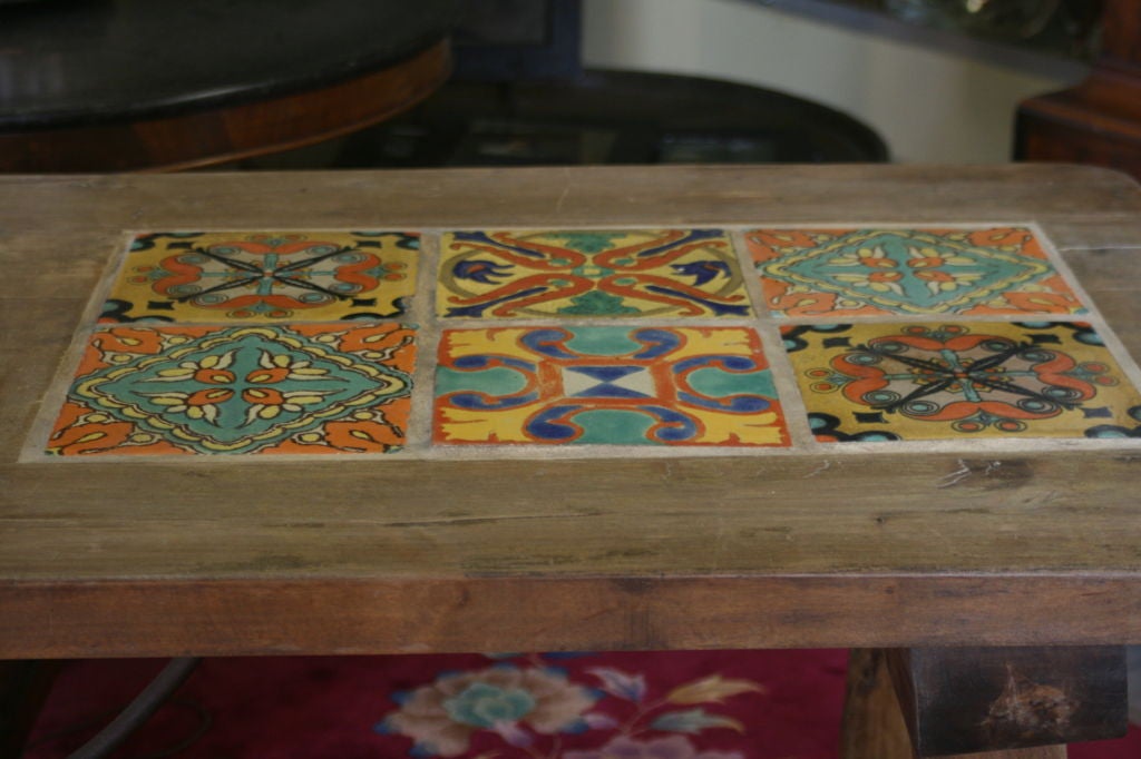 Mid-20th Century Unique California Tile Top Library Table For Sale