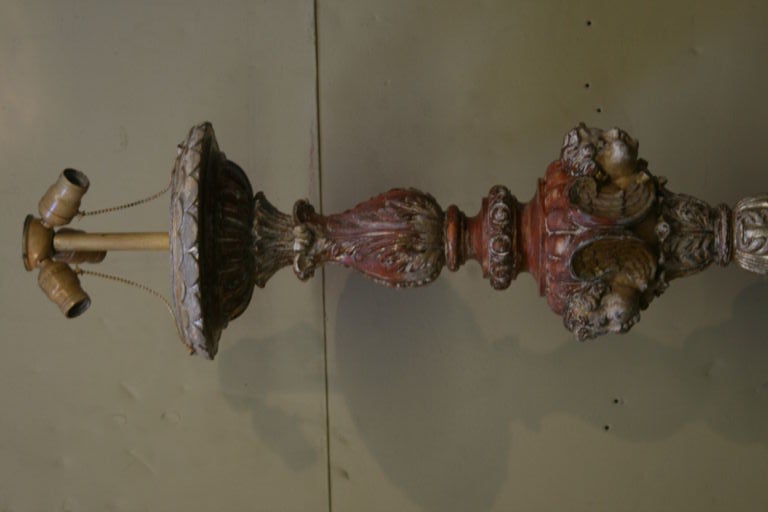 !920's Polychrome Baroque Style floor Lamp