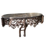 Heavy Wrought Iron Tile Top Console Table