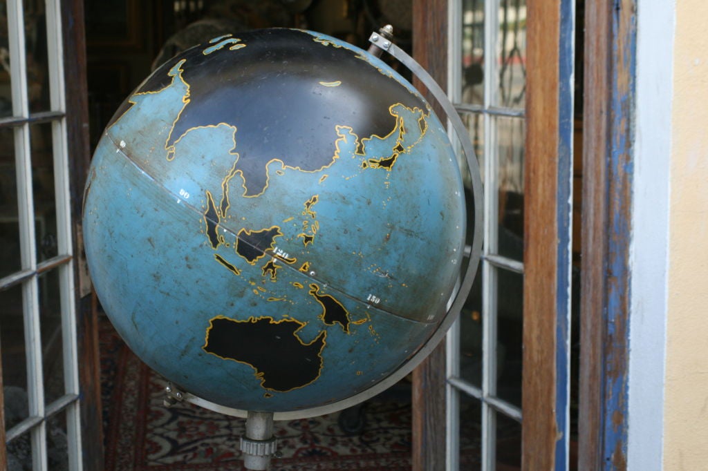 Wonderful Military Globe, with great patina. All metal.