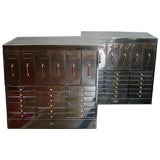 Antique Premium Matched Pair Of Polished Steel File Cabinets