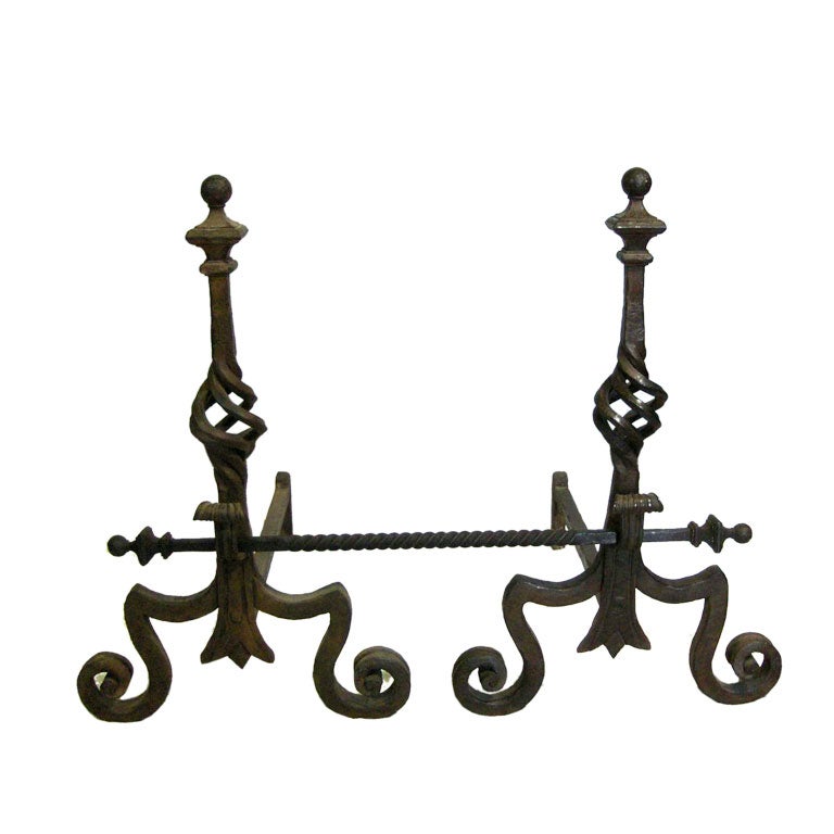 Italianate Forged Iron Andirons
