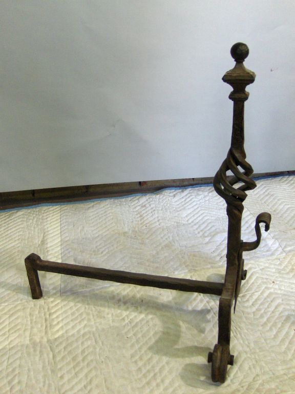American Italianate Forged Iron Andirons