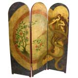 Hand Painted Art Nouveau Folding Screen