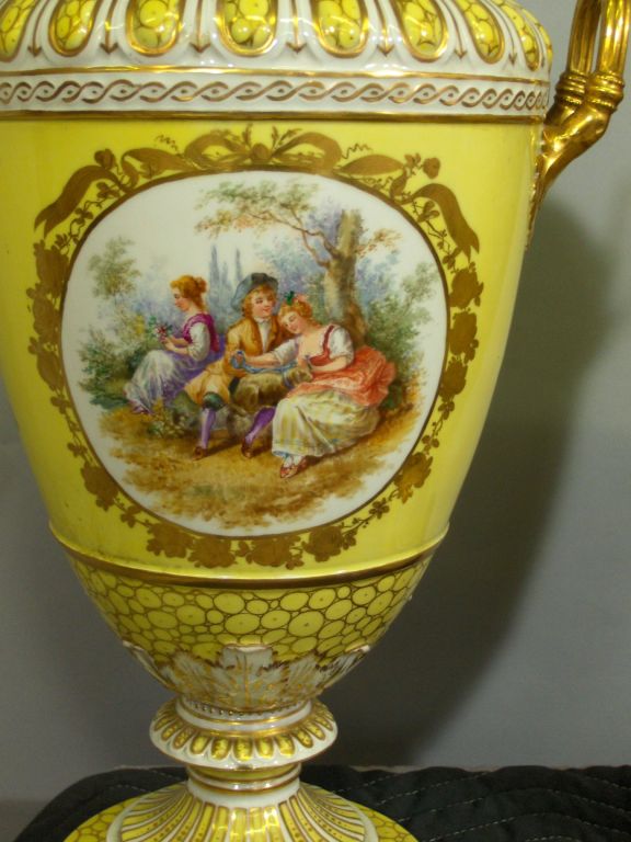 Glazed Pair of Austrian Porcelain Urns